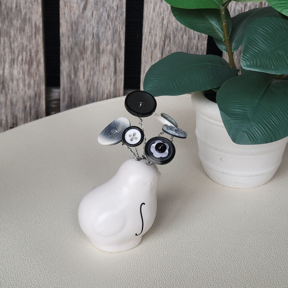White Ceramic Rae Dunn Bird with Button Flower Accents - Picture 10 of 11